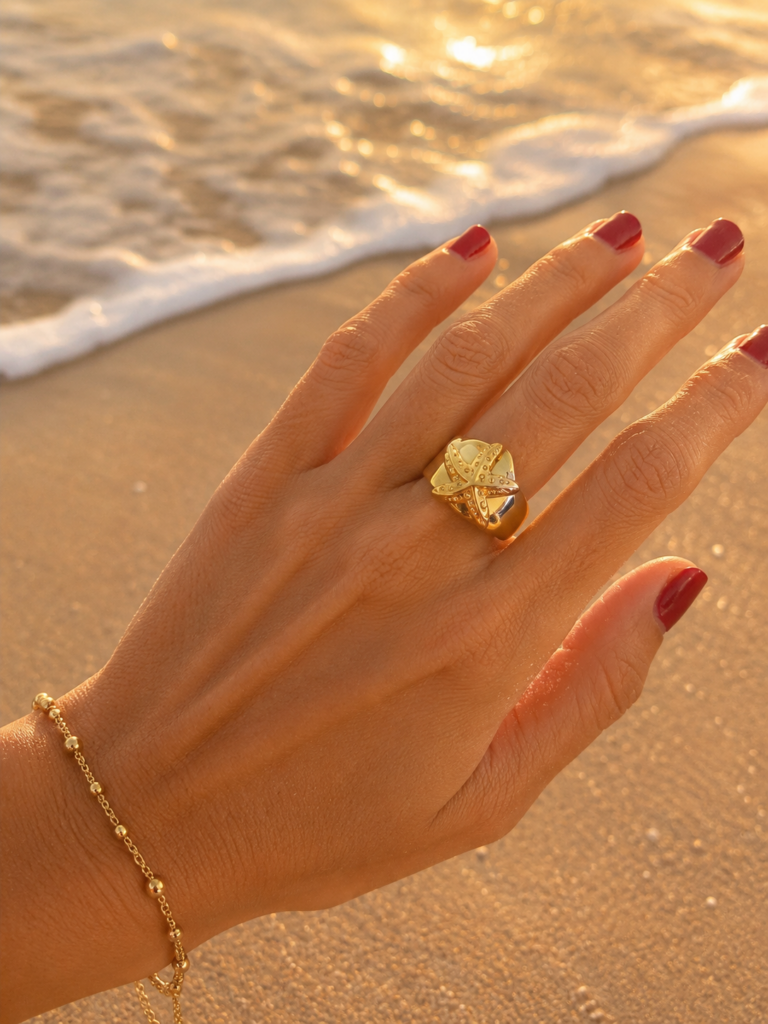 bague étoile de mer dorée mile mila