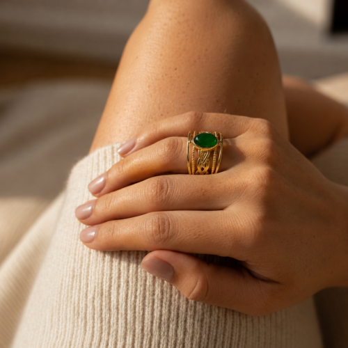 bague pierre agate verte bijou mile mila
