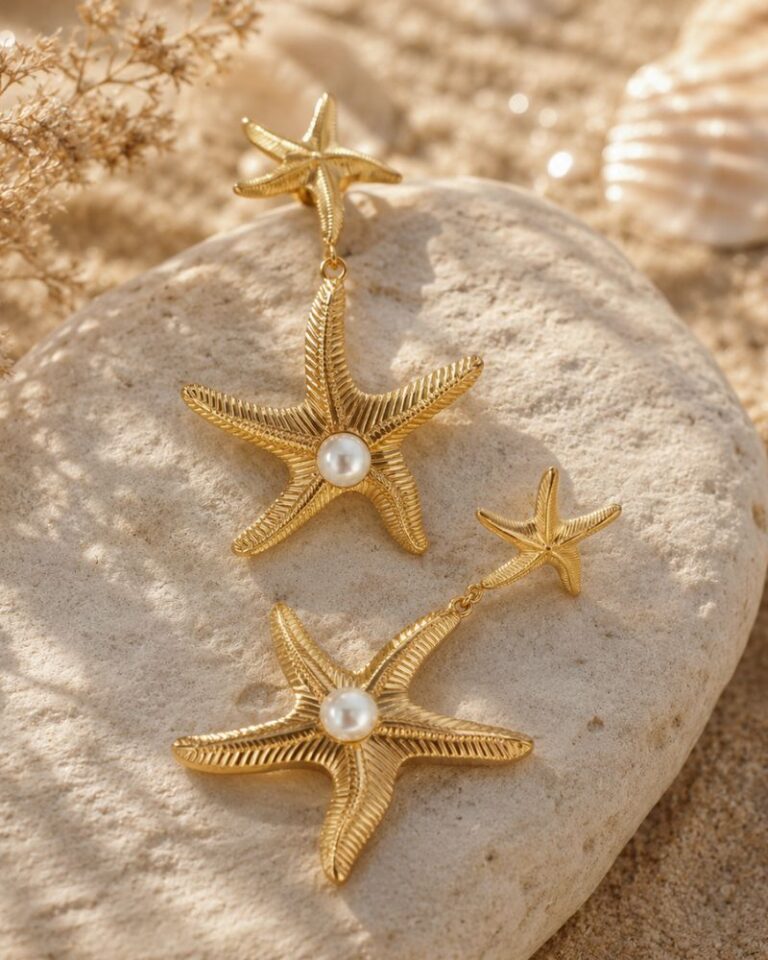 boucles d'oreilles étoile de mer & nacre