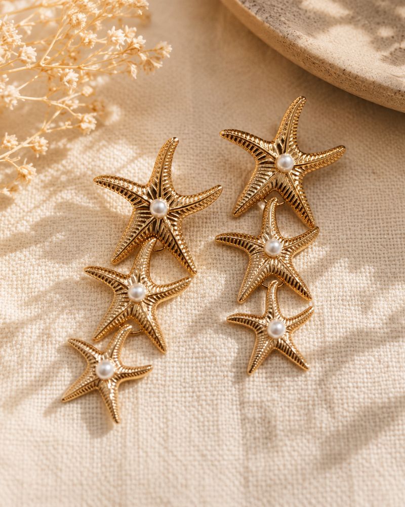 boucles d'oreilles trio étoiles de mer mile mila