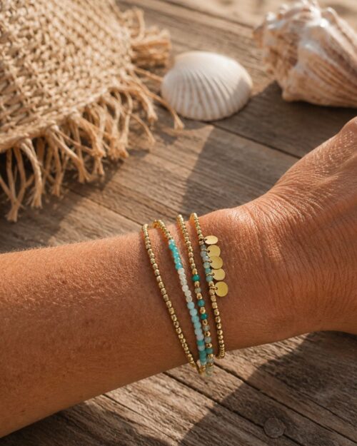 bracelet multitours amazonite & pétales