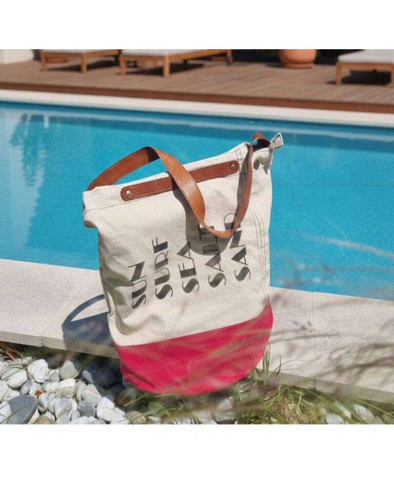 sac de plage chloé toile recyclée & anses cuir