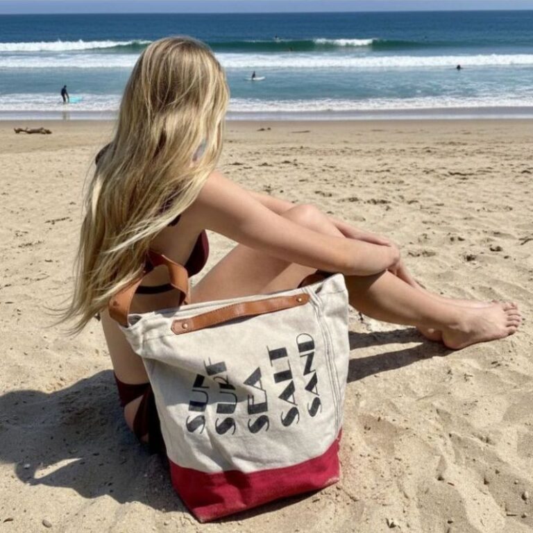 Sac de plage Chloé toile recyclée & anses cuir