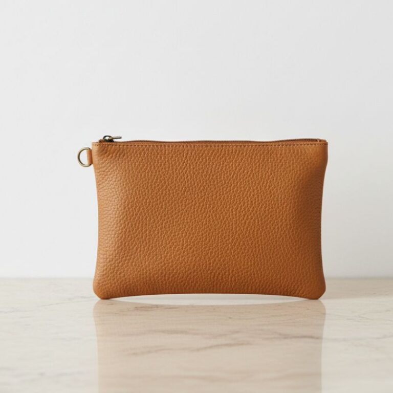 pochette cuir recyclé conçu à partir de stock de cuir de grands designers italiens