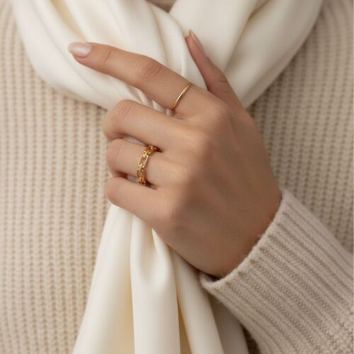 bague plaqué or 18 carats maille chaine bague plaqué or 18 carats maille chaine