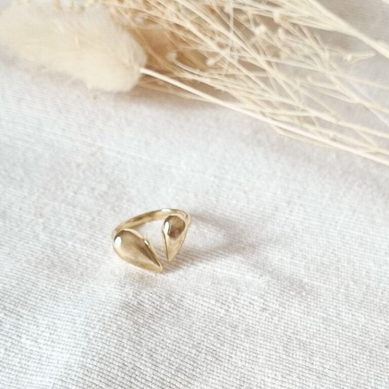 bague dorée motif 2 gouttes bijou mile mila