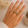 bague acier doré forme 2 gouttes mile mila