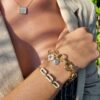 bracelet anneaux email blanc