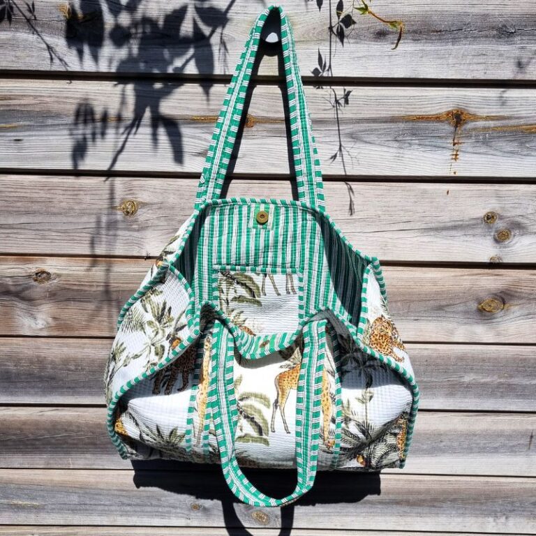 cabas coton matelassé imprimé tropical jungle mode et tendance été