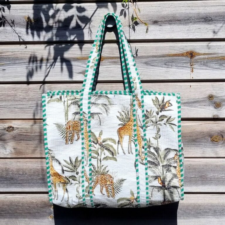 cabas coton matelassé imprimé tropical jungle mode et tendance été