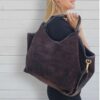 sac cabas daim format xl couleur café
