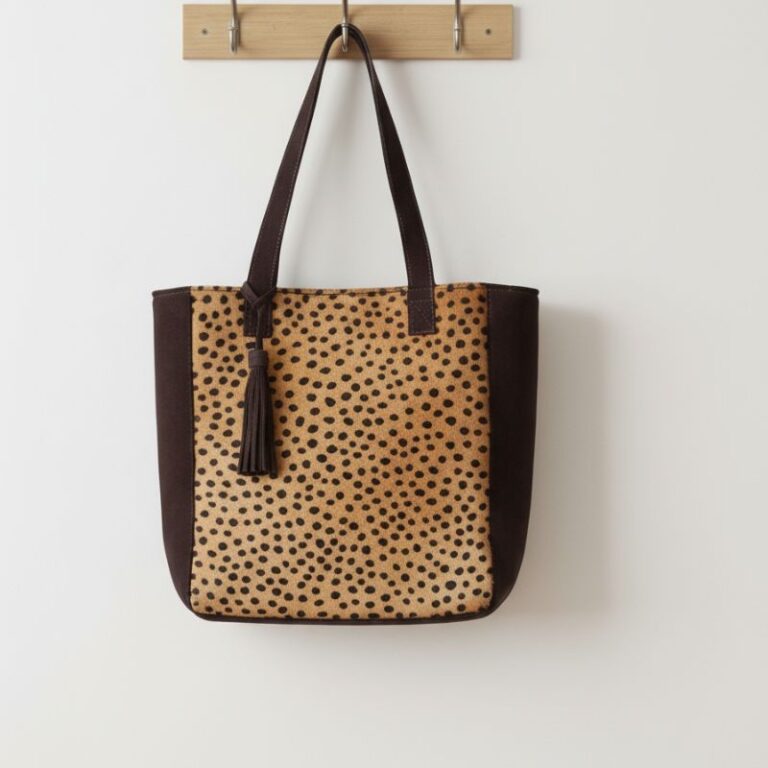 sac cabas en cuir imprimé animal et bandes latérales daim marron