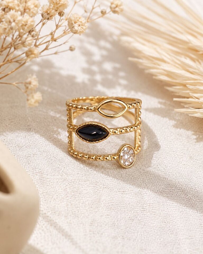 bague onyx strass