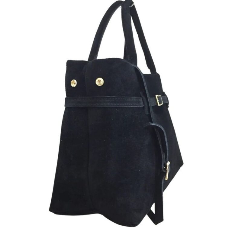 sac à main en daim ceinture fantaisie couleur noir