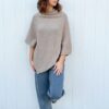 poncho fait main beige chiné laine mérinos et cachemire fabrication italienne