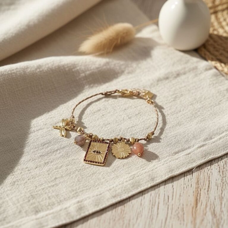 Bracelet breloques œil couleur marron mile mila bijoux Bracelet breloques œil couleur marron mile mila bijoux