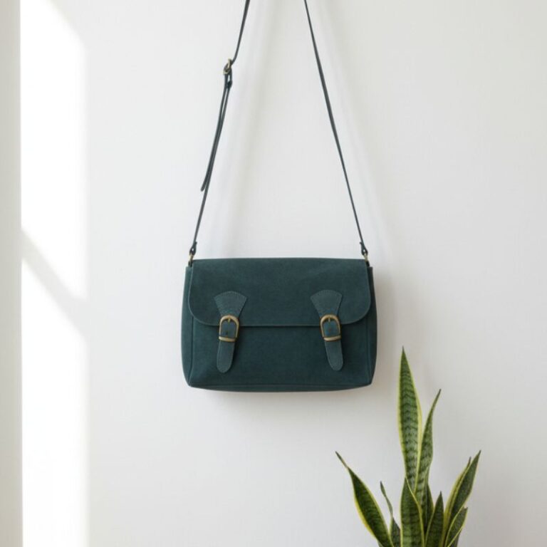 Sac besace double boucle vert sapin