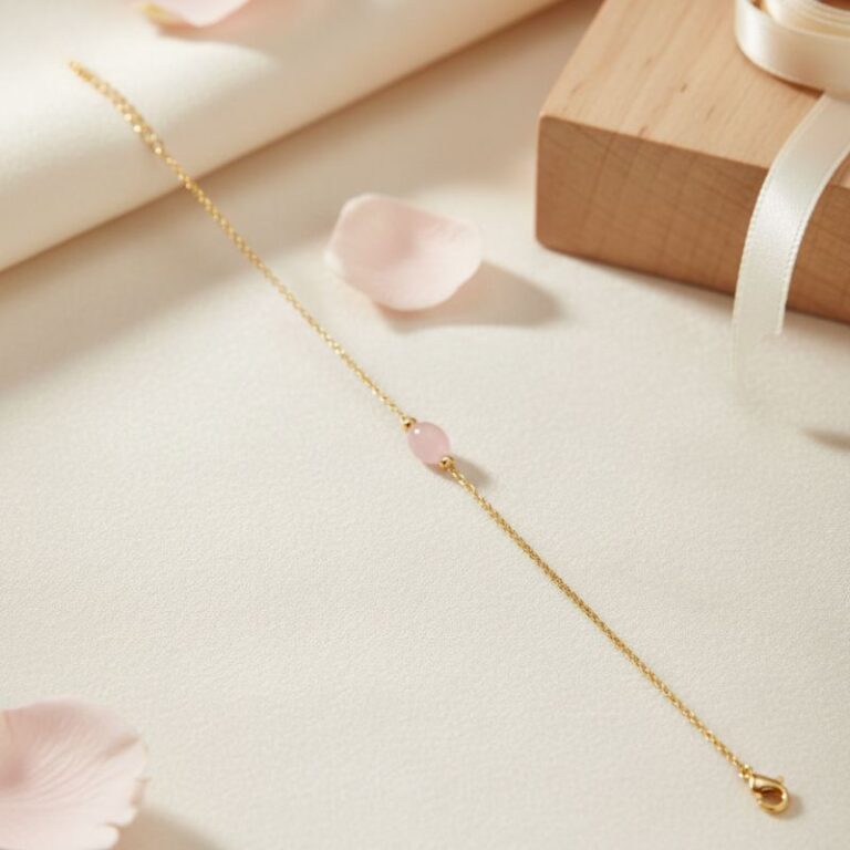 bracelet plaqué or 18 carats avec pierre ovale quartz rose véritable bijou féminin et raffiné bracelet plaqué or 18 carats avec pierre ovale quartz rose véritable bijou féminin et raffiné