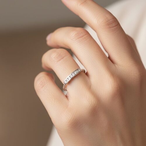 bague pour femme en argent 925 maille boule et zircon