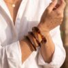 trio de bracelets résine ambré