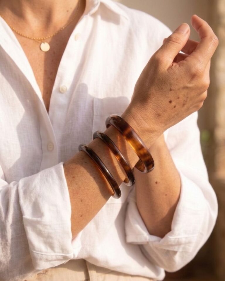 trio de bracelets résine ambré