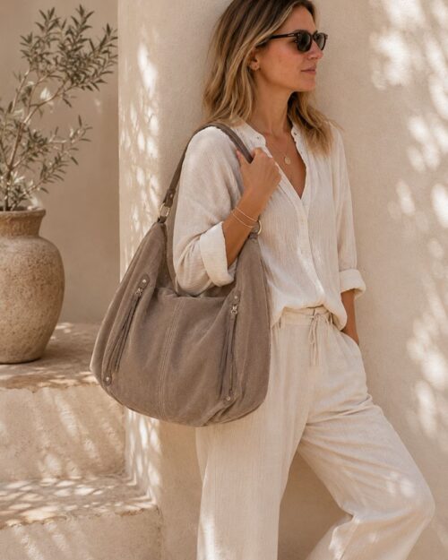 sac hobo daim taupe clair mode effortless chic