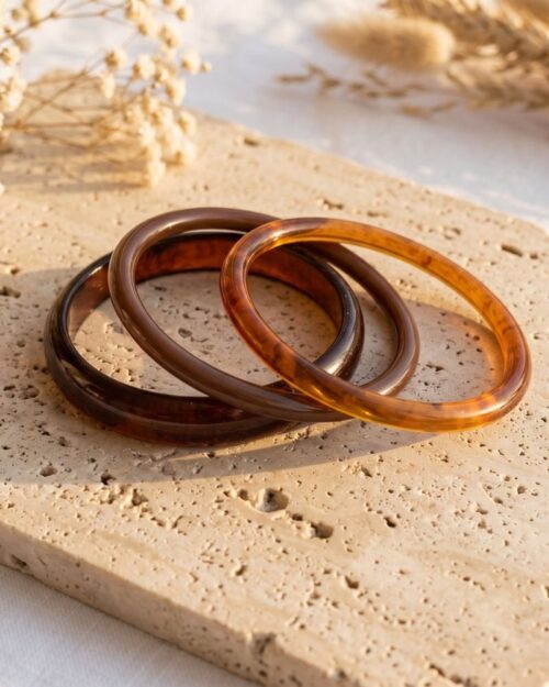 trio de bracelets résine ambré