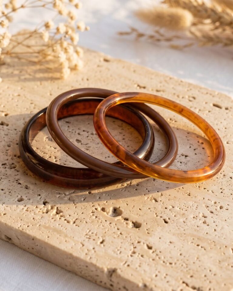 trio de bracelets résine ambré