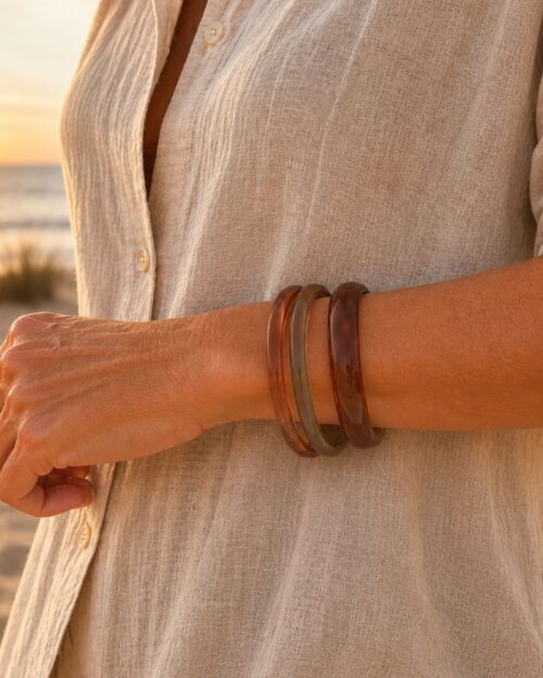trio de bracelets résine ambré collection été mile mila