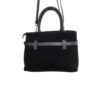 sac en daim compact décoration ceinture couleur noir