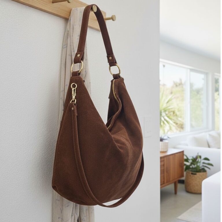 Sac cabas en daim chocolat, accessoire mode bohème chic intemporel