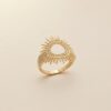 bague plaqué or 18 carats motif soleil ajouré et perlé bijou tendance bague plaqué or 18 carats motif soleil ajouré et perlé bijou tendance