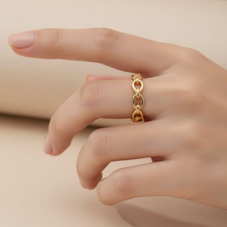 bague pour femme plaqué or 18 carats anneau maillon bijou intemporel