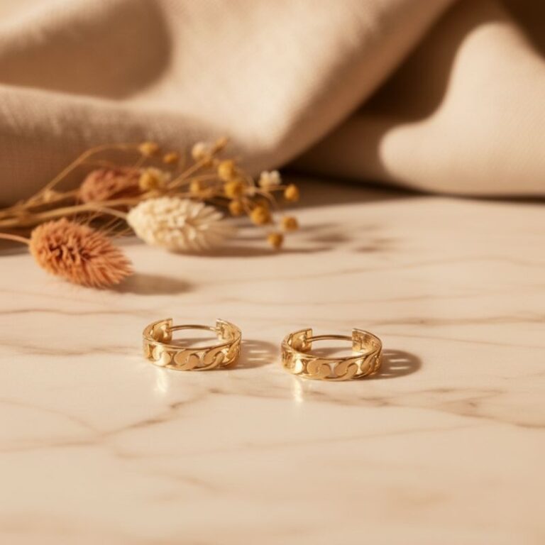 boucles d'oreilles créoles en plaqué or 18 carats forme ovale large maillon boucles d'oreilles créoles en plaqué or 18 carats forme ovale large maillon