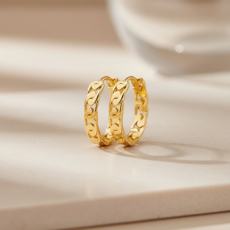 boucles d'oreilles créoles en plaqué or 18 carats forme ovale large maillon