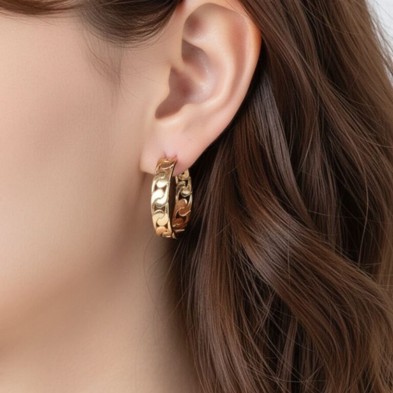 boucles d'oreilles créoles en plaqué or 18 carats forme ovale large maillon boucles d'oreilles créoles en plaqué or 18 carats forme ovale large maillon