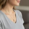 collier plaqué or pour femme pendentif double anneau