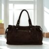 Sac en daim chocolat grand format, accessoire tendance bohème chic