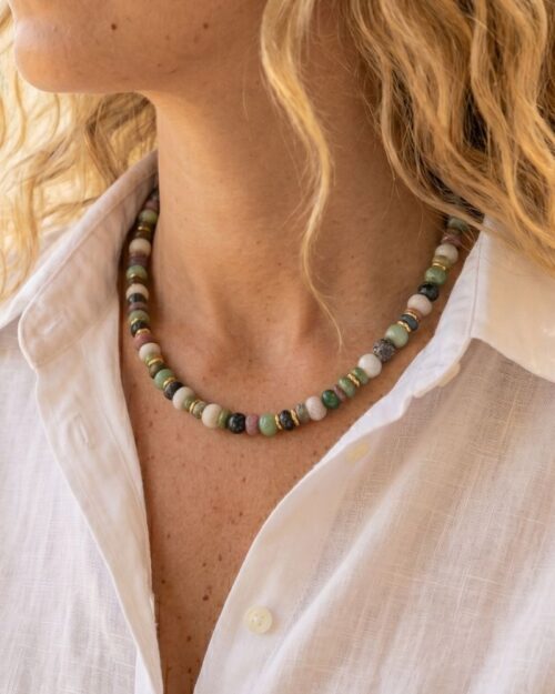 collier lina turquoise africaine & rhodonite