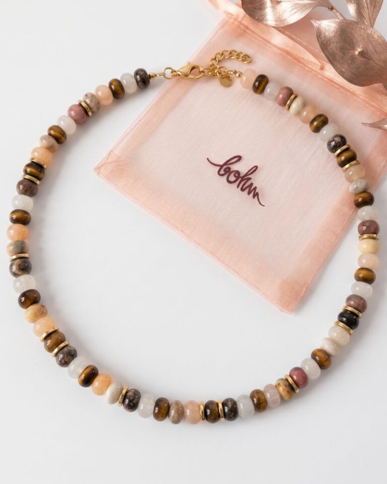 collier lina rhodonite & œil de tigre