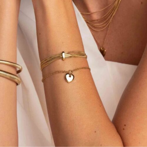 bracelet acier pendentif coeur à offrir à celle qu'on aime ou maman adorée