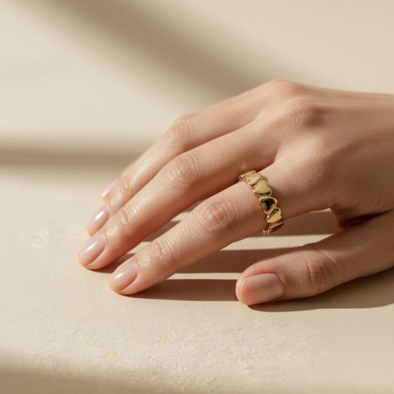 bague cœur en plaqué or 18 carats