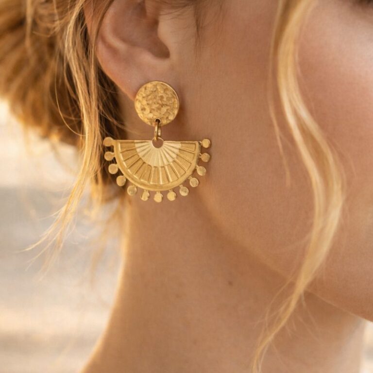 Boucles d'oreilles éventail doré