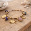 bracelet breloques soleil fil bleu lurex mile mila