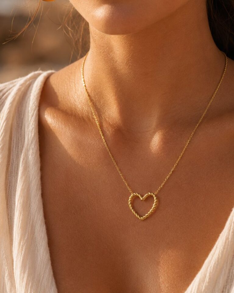 collier or cœur collier or 18 kt pendentif cœur bijou intemporel