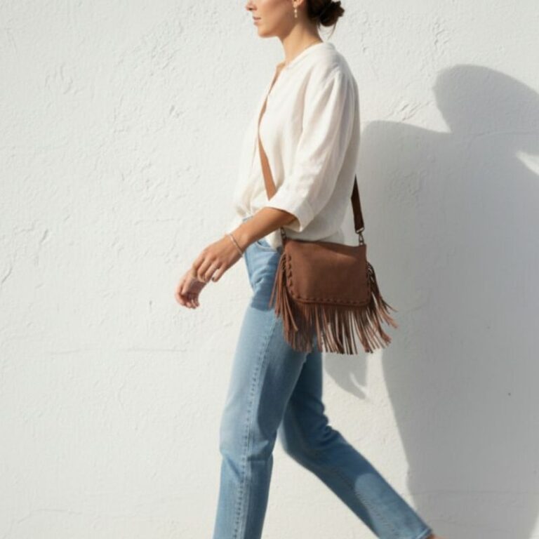 pochette daim franges ornella