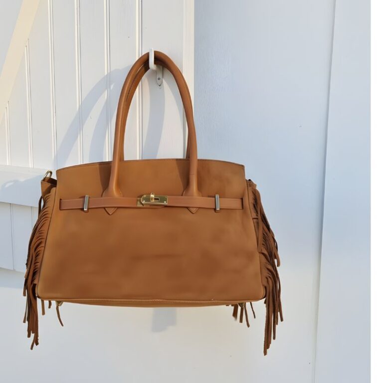 sac en daim à franges ambre