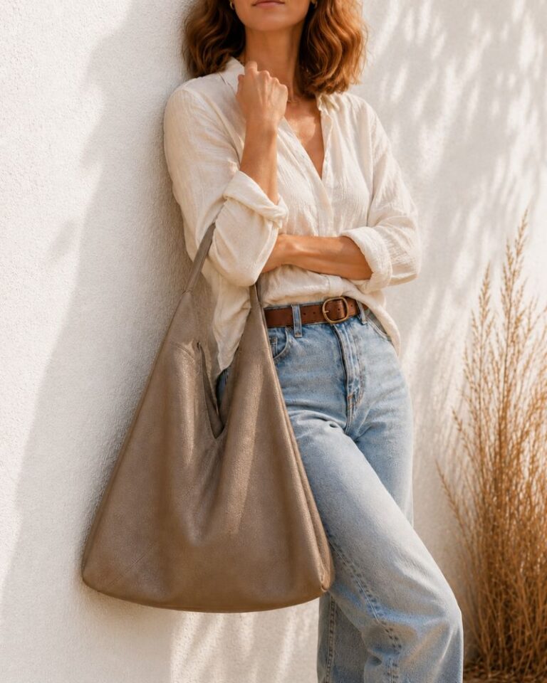 sac cuir hobo jeanne couleur taupe mode casual chic