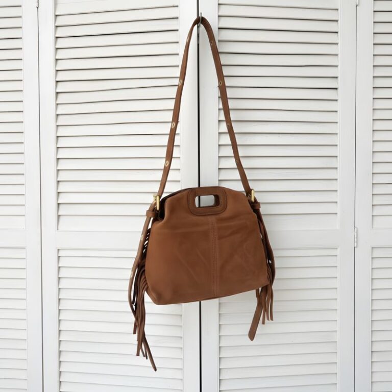 sac noémie en daim camel à franges