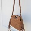sac noémie en daim camel à franges
